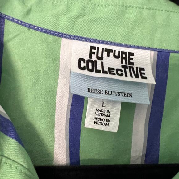 Future Collective with Reese Blutstein Women's Striped Button Down - Large - NWT - Picture 2 of 9